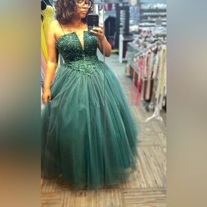 Dark Green Ball Gown style Prom Dress Emerald